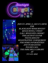 Black Light  Book Bingo Teens/Adults