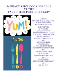 January Kids Cooking Club