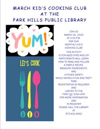March Kid's Cooking Club!