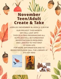 Fall Leaf Art Create N Take for Adults/Teens