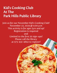 November Kid's Cooking Club